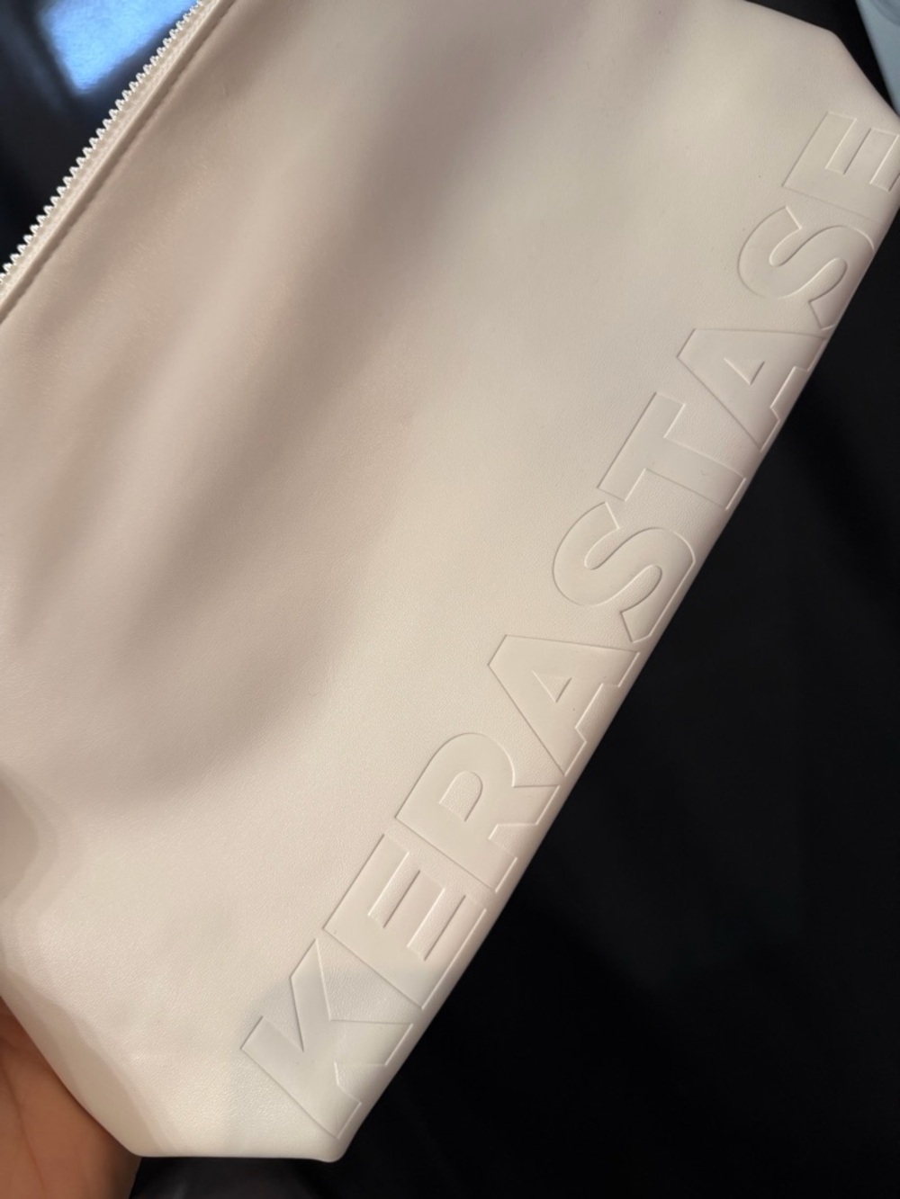 Kerastase White Lined Cosmetic Pouch